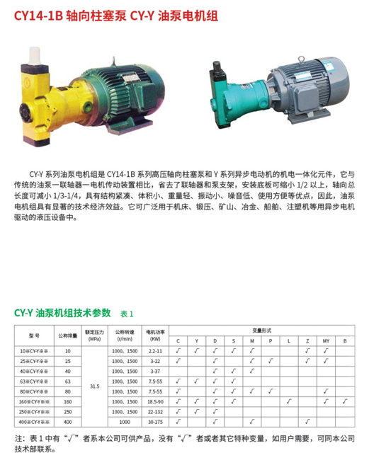CY14-1B軸向柱塞泵CY-Y油泵電機(jī)組