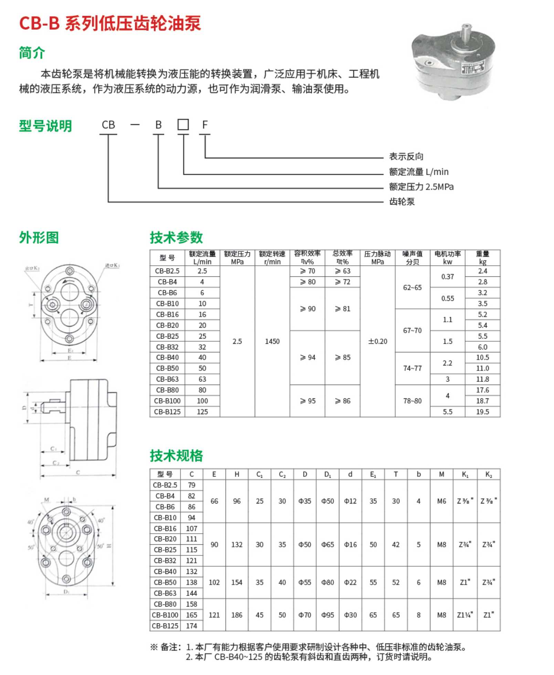CB-B系列低壓齒輪油泵