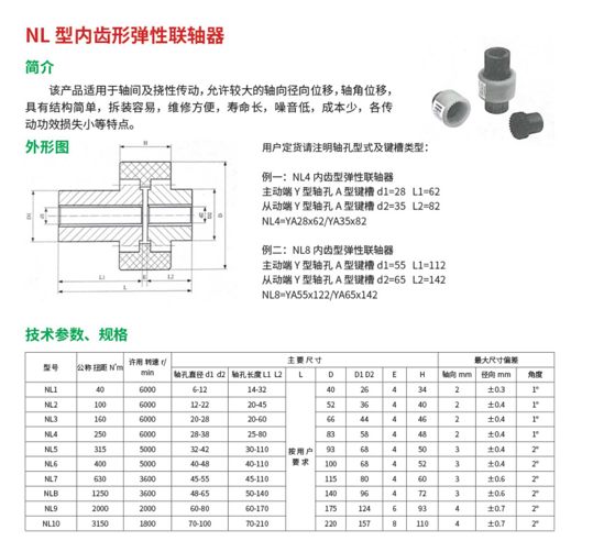 NL 型內(nèi)齒形彈性聯(lián)軸器